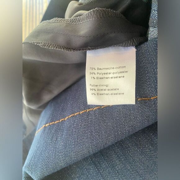 Akris Punto Pencil Skirt Size 6 Denim Dark Blue Lined Pocket - Picture 13 of 16